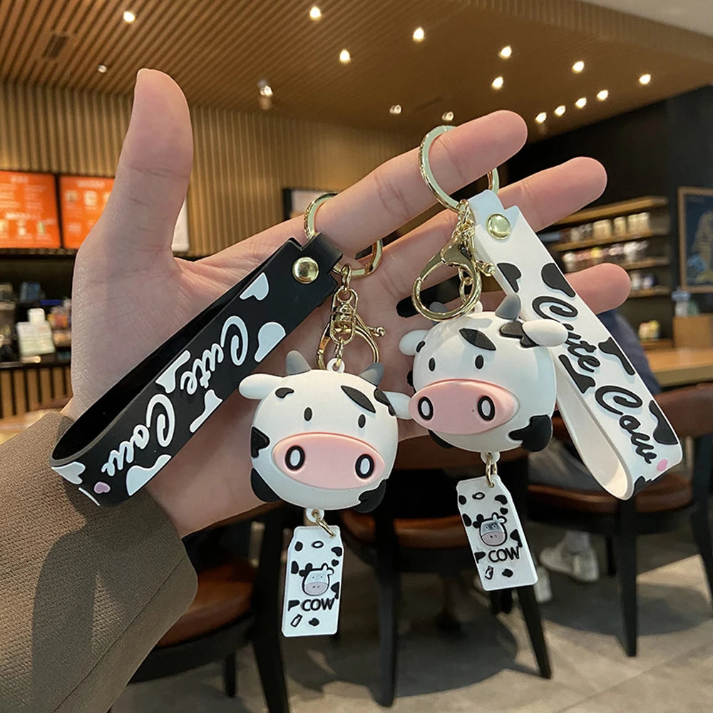 Fashion Jewelry Cute Door Key Car Key Charm Animal Keyrings Bag Decoration Silicone Cow Keychains Zpaxo
