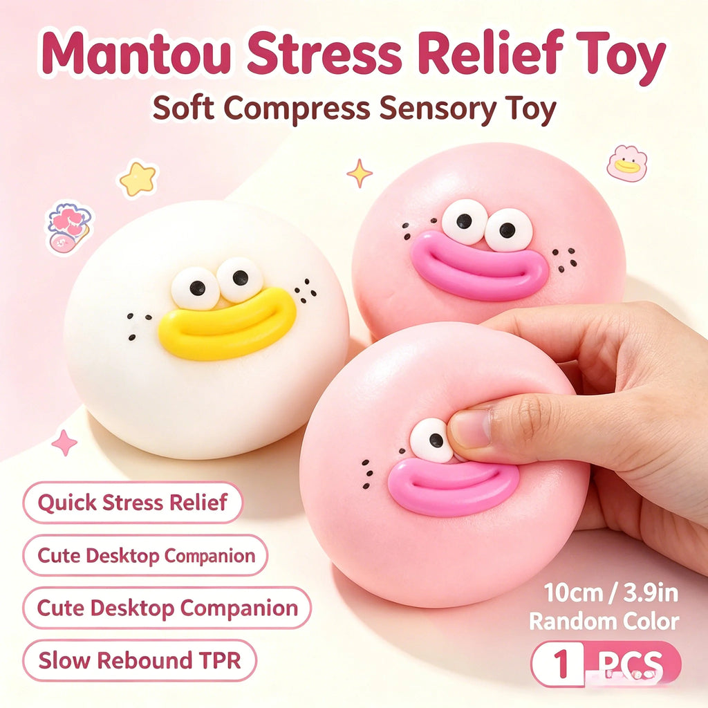 Kawaii Big-eyed Steamed Dumpling Squishy Toy TPR Ultra-Soft Fluid Squeeze Toy Stress Relief for Kids Adults Anxiety Zpaxo