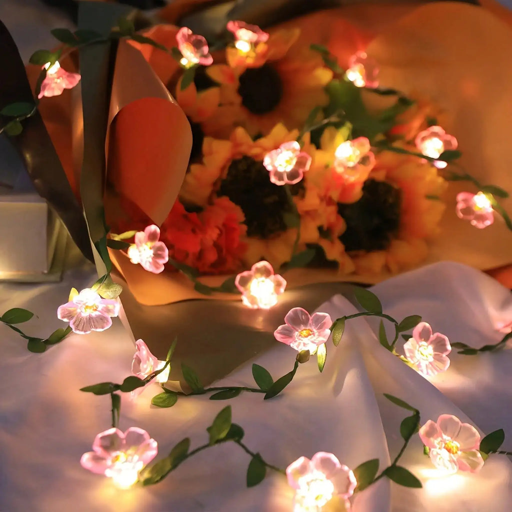 Pink LED Cherry Blossom String Lights Batteries Not Included Battery