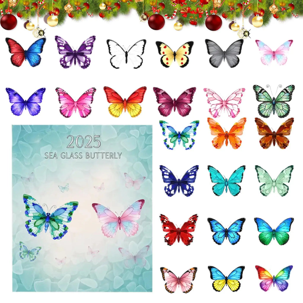 2025 Christmas Countdown Ornament 2D Acrylic 24-Day Butterfly Advent