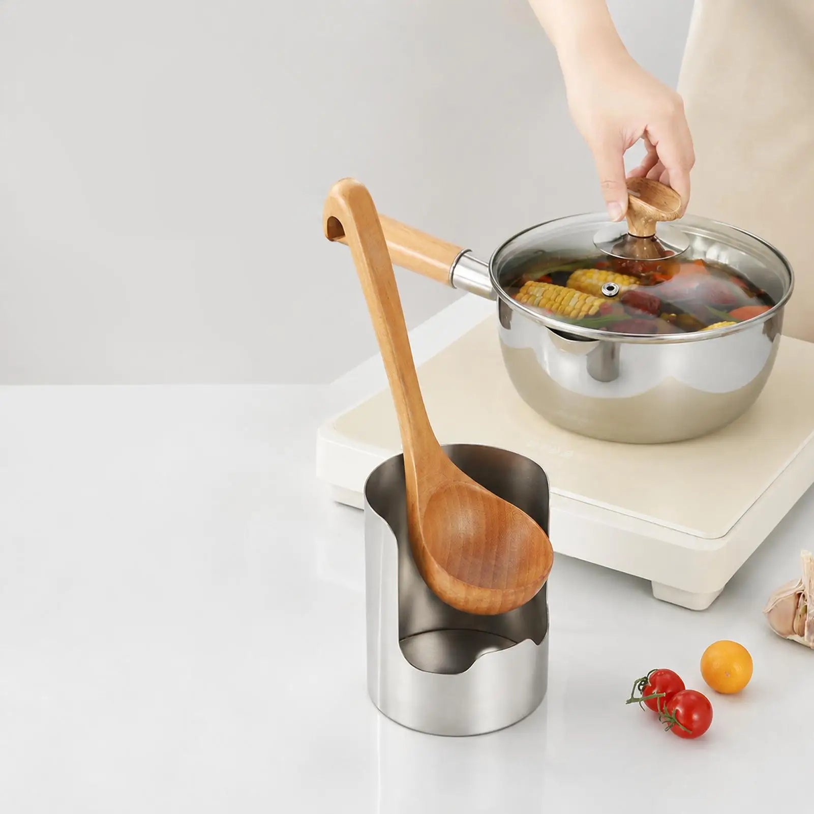 Stainless Steel Spoon Lid Rest Stove Vertical Utensil Organizer