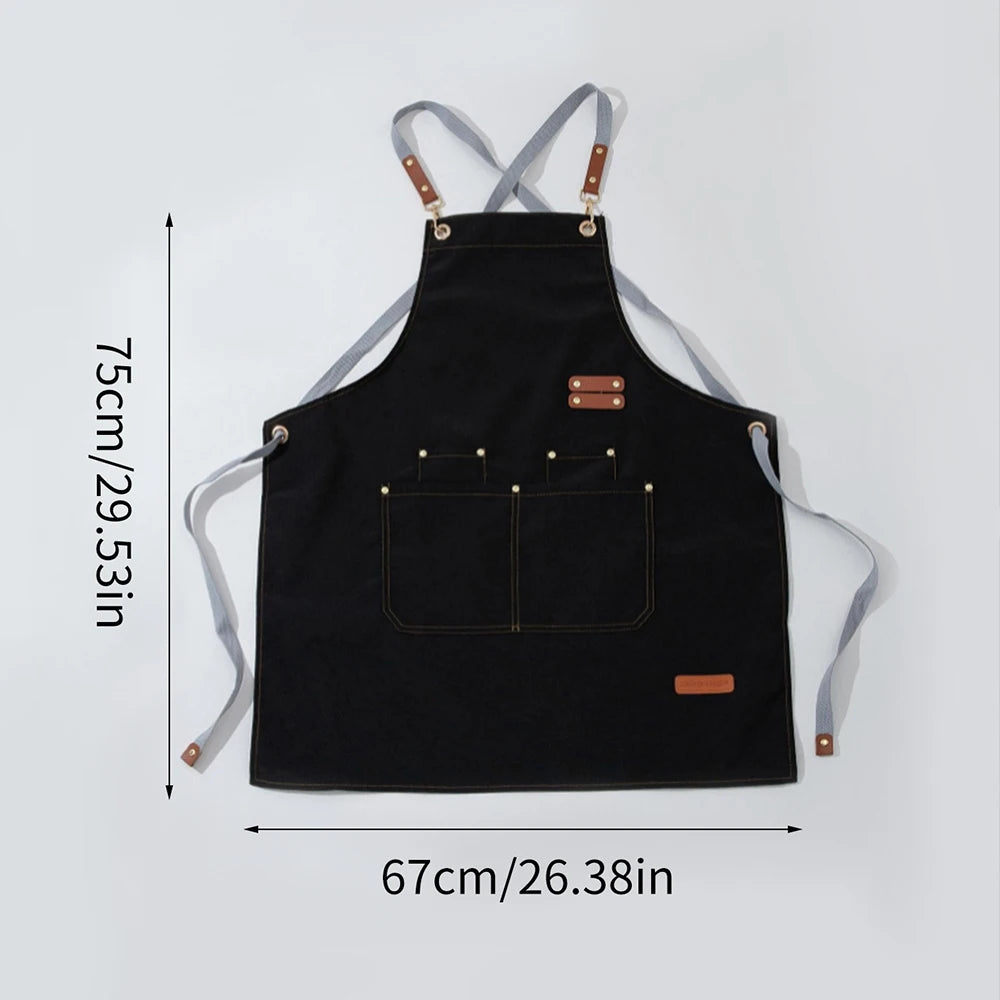 Waterproof Kitchen Apron Oil-proof for Women Men with Large Pockets for or Coffee Bar Restaurant Shop Waiter Work Uniform Zpaxo Black J2401205-A