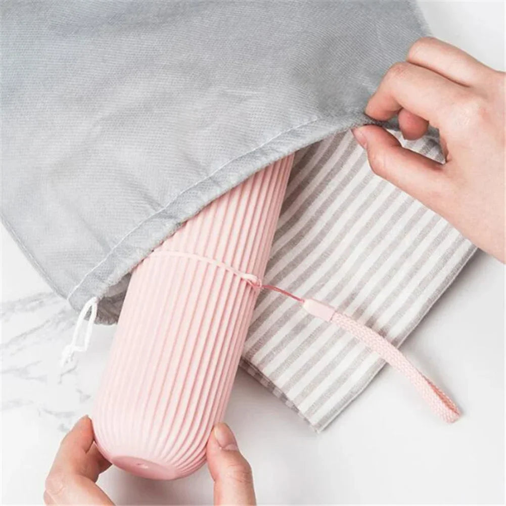 Travel Toothbrush Storage Box Vertical Stripe Portable Mouthwash Cup Brushing Cup Toothware Box Toothpaste Storage Cartridge Zpaxo