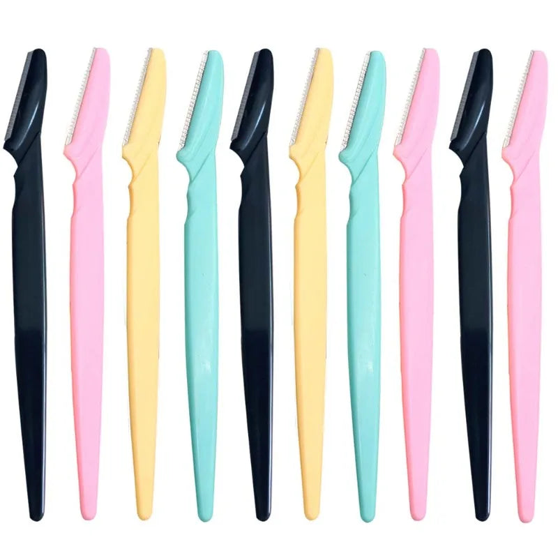 1- Eyebrow Trimmer Razor Safety Eye Brow Shaping Knife Portable Zpaxo 10Pcs Mixed Color