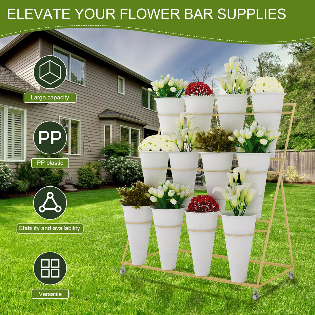 Plant Stand Tapered Buckets Large Capacity Plastic Planter Home Patio