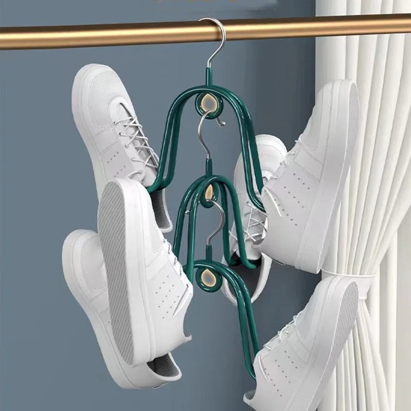Windproof Shoe Drying Rack Balcony Clothes Hanger Storage Hook