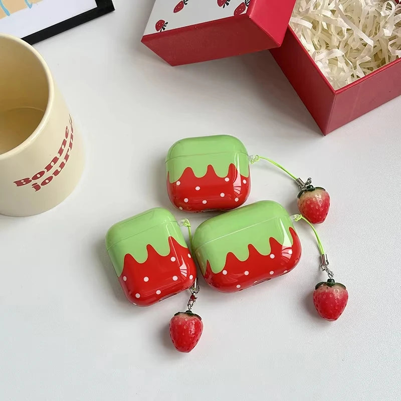 Lovely Girl Exquisite Strawberry White Polka Dot Small Pendant Decor