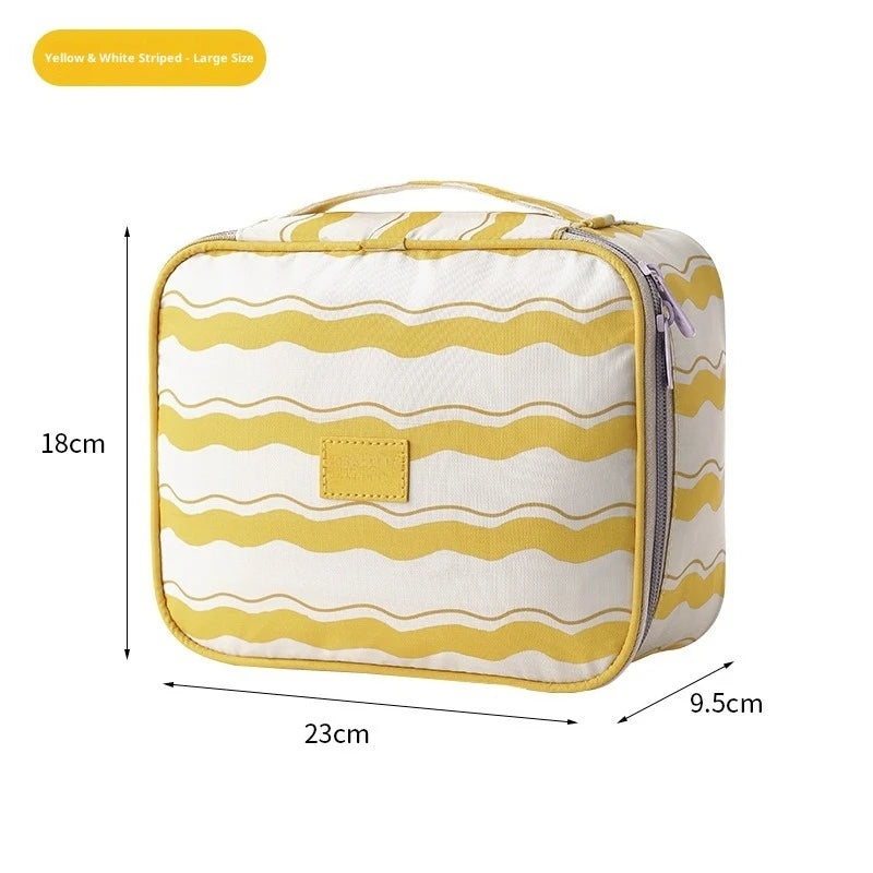Hot Ins Striped Travel Storage Bag, Bathroom Cosmetics, Dry and Wet Separation, Wash Bag, Multi-functional Bedroom Storage Bag Zpaxo yellow stripe 23cmX9.5cm X18cm