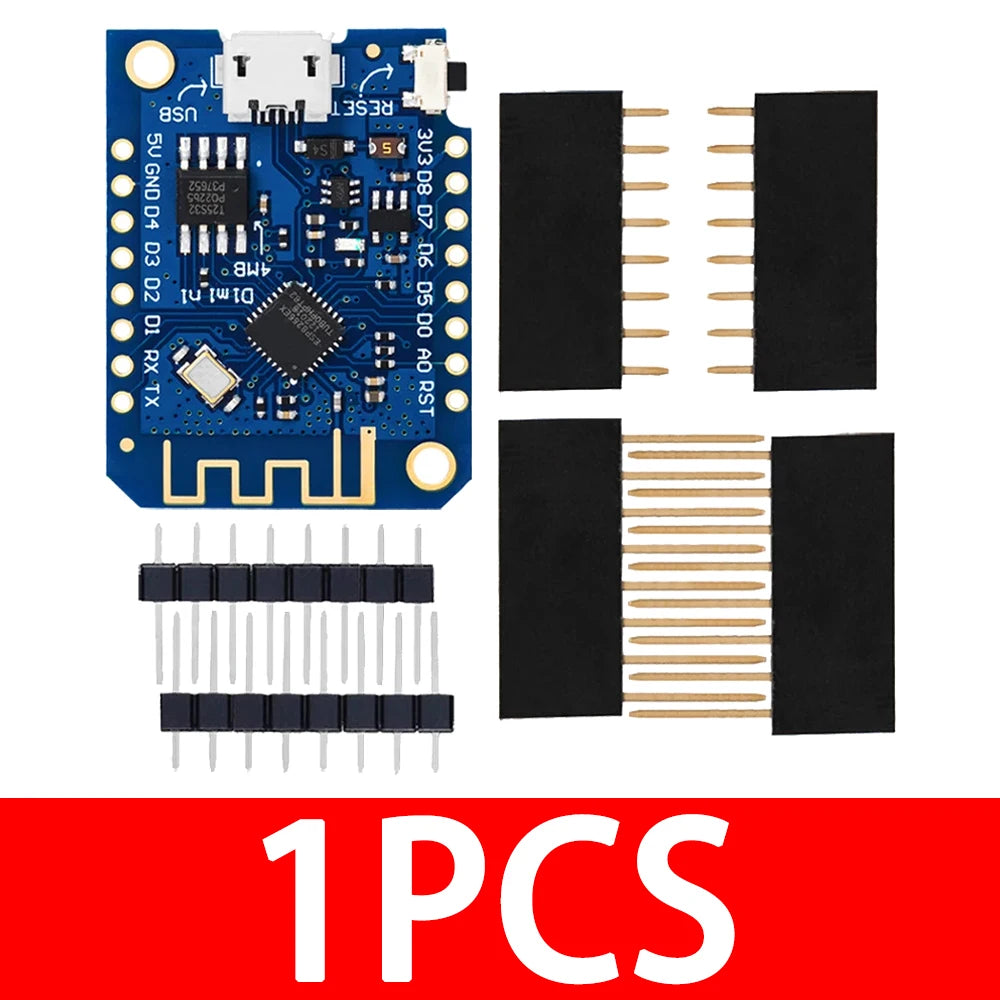 for Wemos D1 Mini V3.0.0 ESP8266 Development Board – WiFi IoT Module with CH340 USB, 4MB Flash for Arduino Zpaxo 1PCS