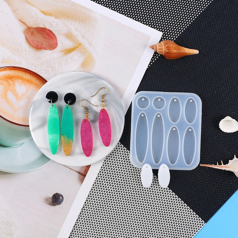 Earring Silicone Mold DIY Geometric Oval Hexagon Teardrop Pendant Necklace Keychain Jewelry Crafts Making Resin Mold Zpaxo