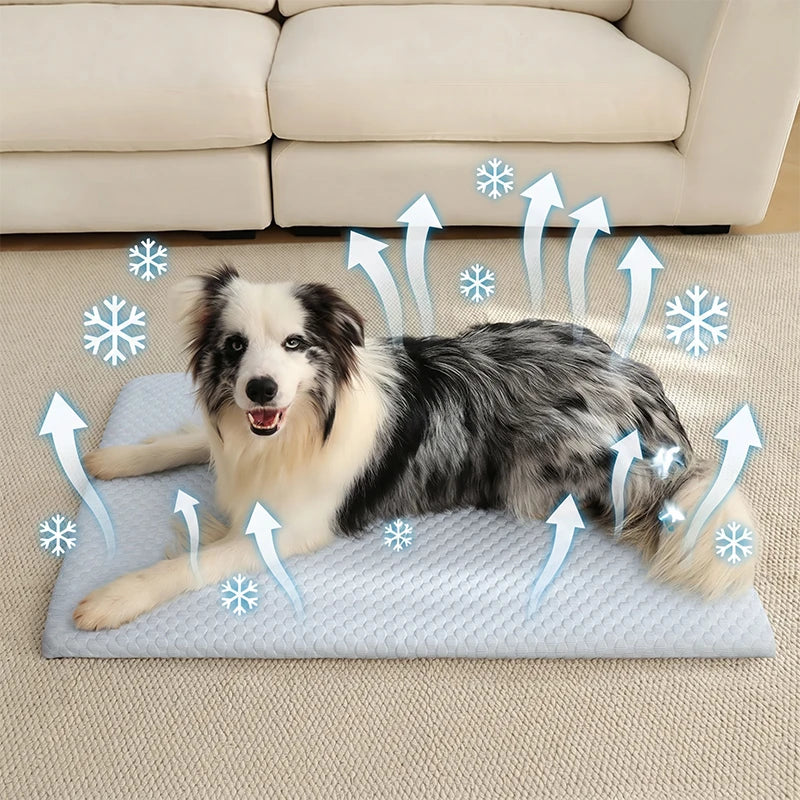 Ice Silk Cooling Pet Mat – Non-Slip Washable Dog & Cat Bed Pad