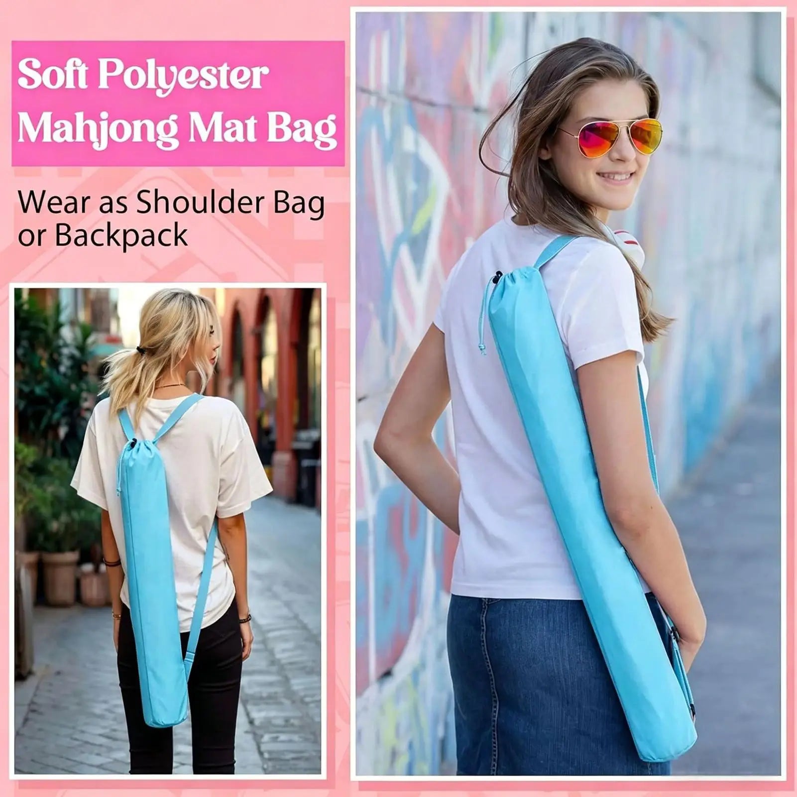 Mahjong Mat Storage Bag Protective Drawstring Portable Travel Tube