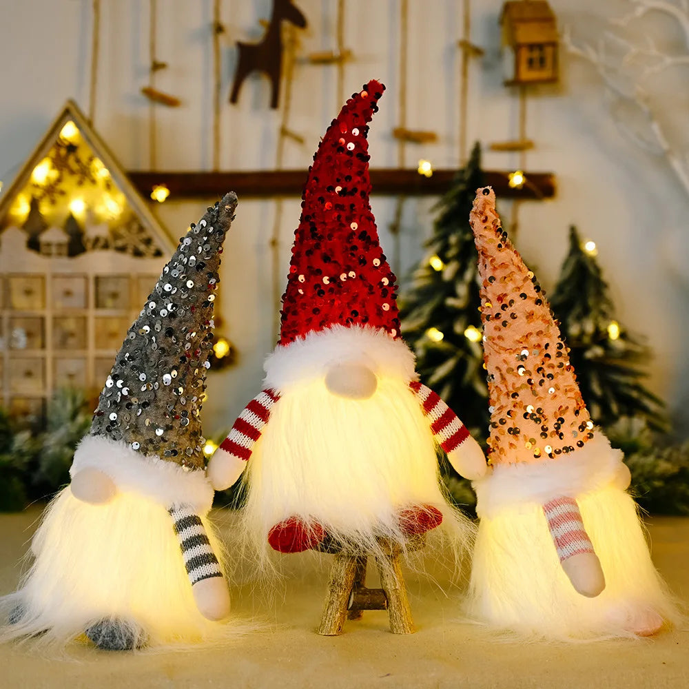 Glowing Christmas Gnome Faceless Doll – Festive Home Décor