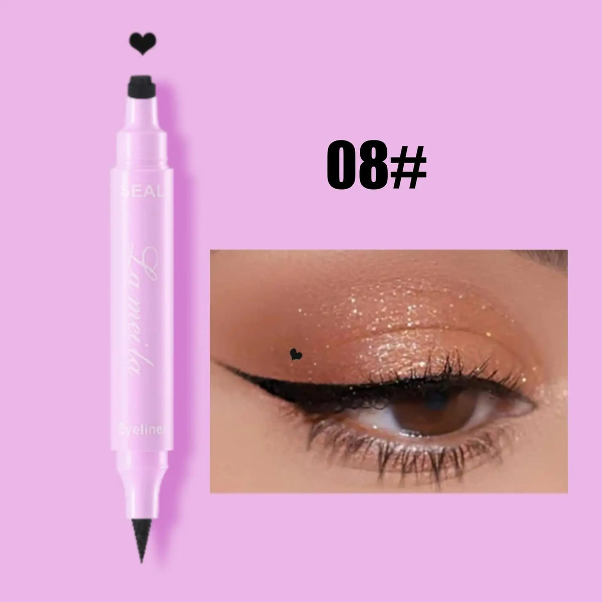 1PC 2 in 1 Eyeliner - Waterproof, Quick Drying, Anti-fouling, Silky, Easy To Get Started, Anti-smudge, Suitable for Beginners Zpaxo 08