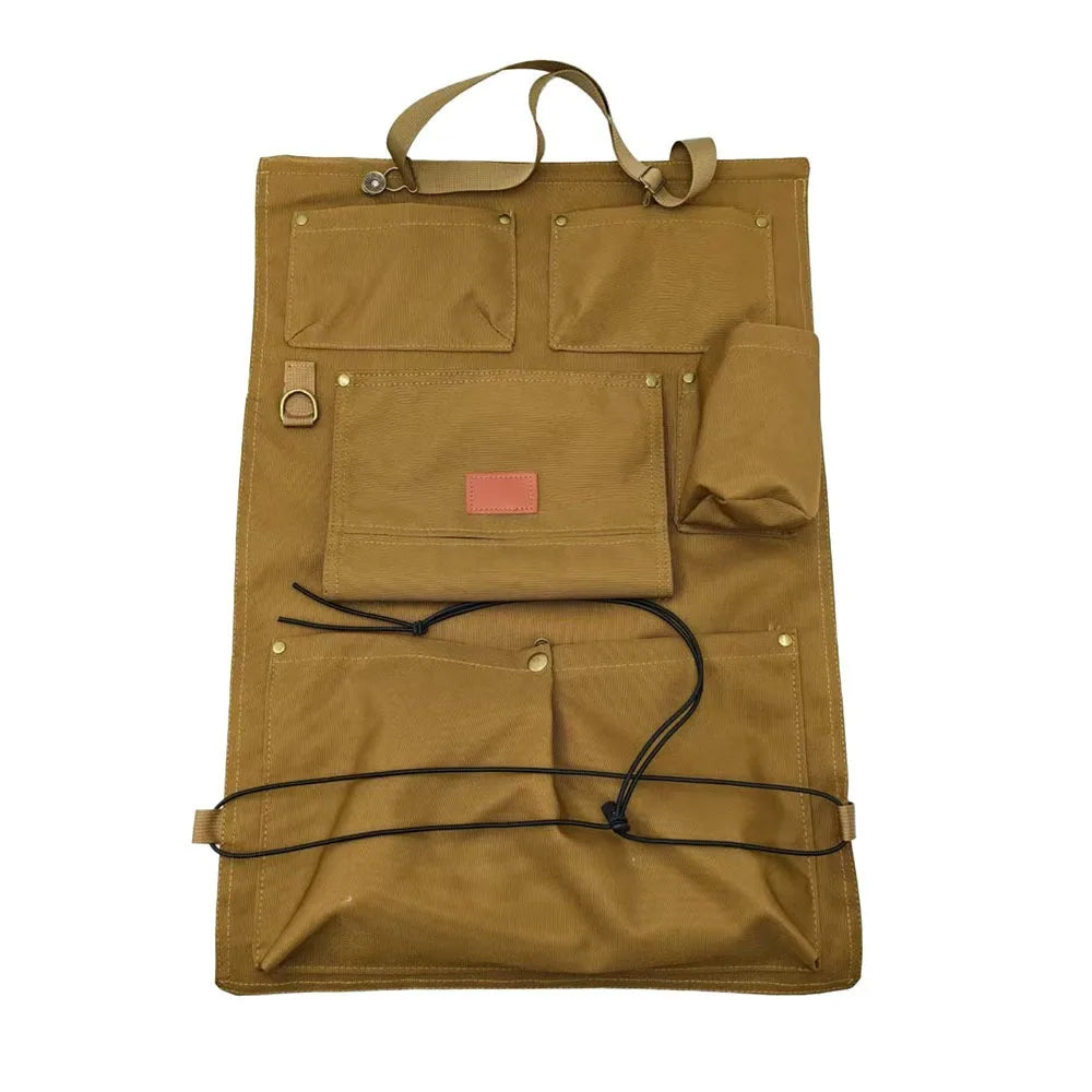 Multiple Compartment Car Seats Back Organizer Canvas Material Bottle Holder Automotive Back Pockets Kids Kick Mat Zpaxo Khaki