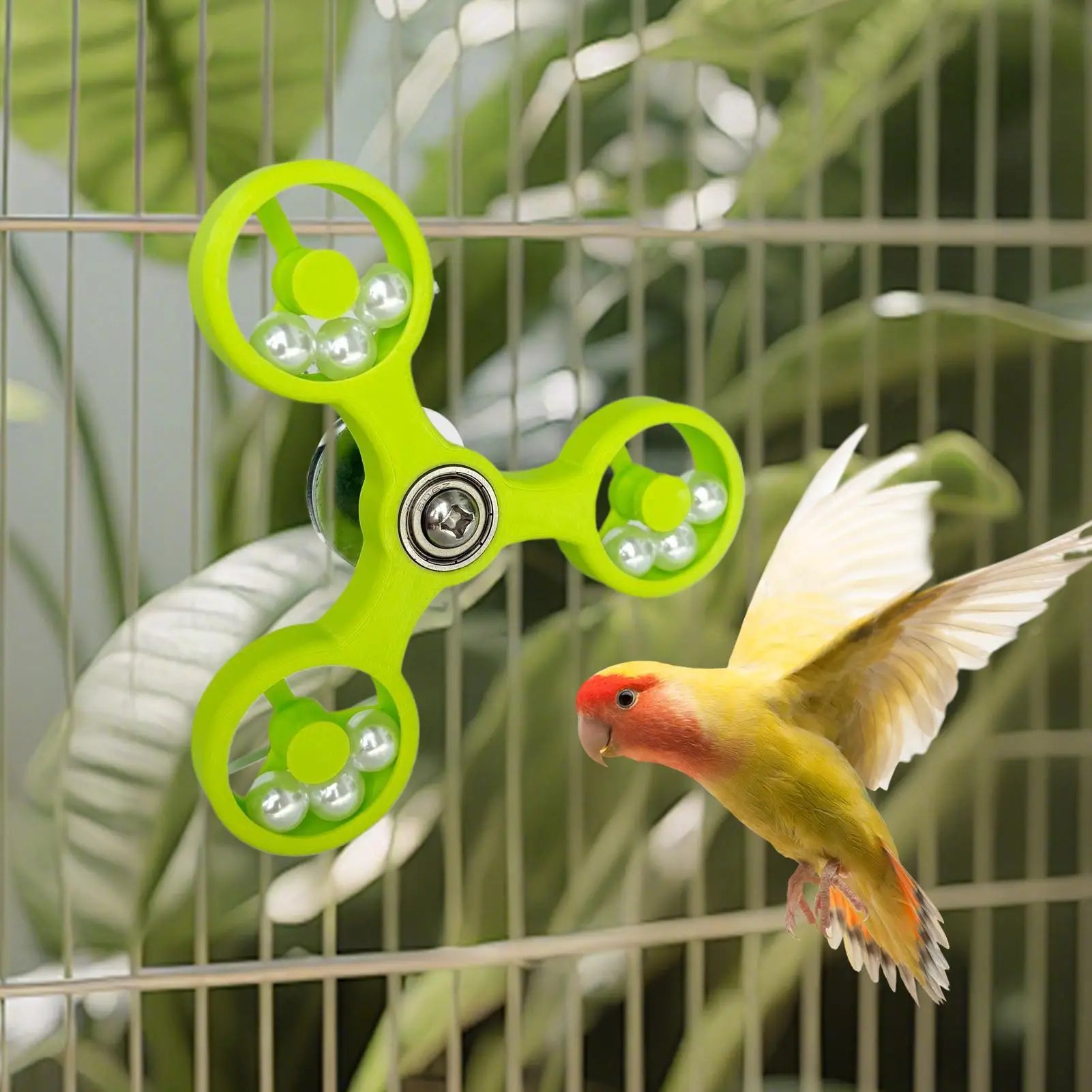 Bird Toys for Parrots Bite-Resistant Bird Cage Accessories Parrot Toys Spinner Wheel for Chewing Entertainment Boredom Relief Zpaxo