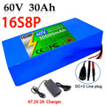 16S8P Brand New 60V 30Ah 18650 Lithium Battery Pack 500-2000W High Power Built-in BMS Scooter Motorcycle Rechargeable Battery Zpaxo DC-2Line
