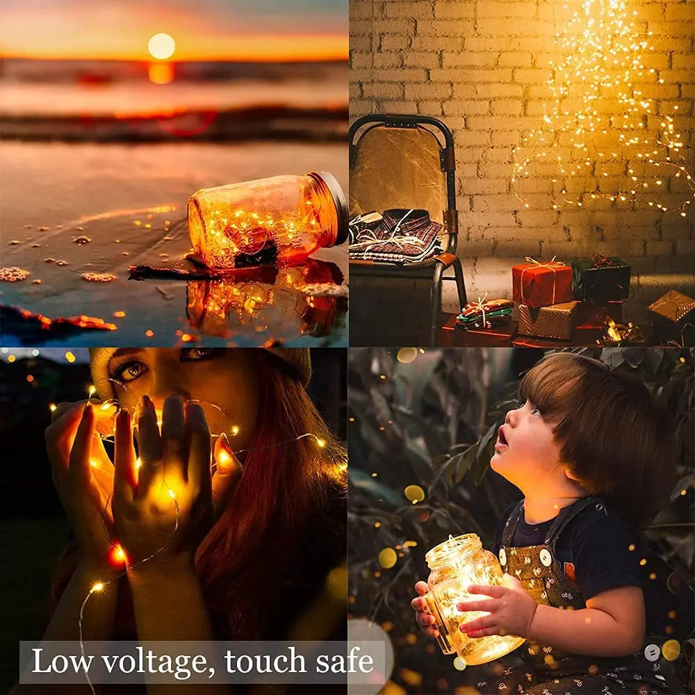2M 20LED Fairy String Light Battery Operated Copper Wire Warm White for Christmas Wedding Party Decor Indoor OutdoorLighting Zpaxo