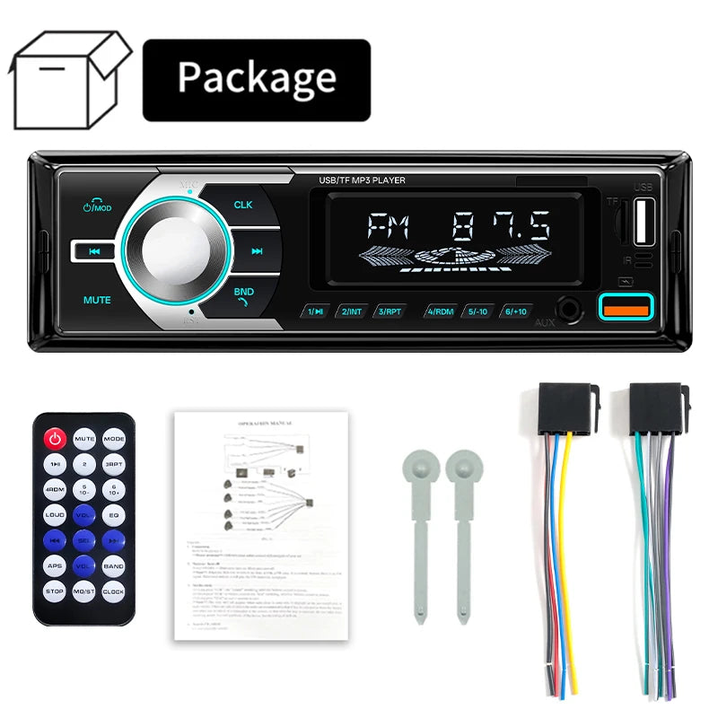 HIPPCRON Car MP3 Player 1 DIN Radio 7 Colorful Lights Stereos