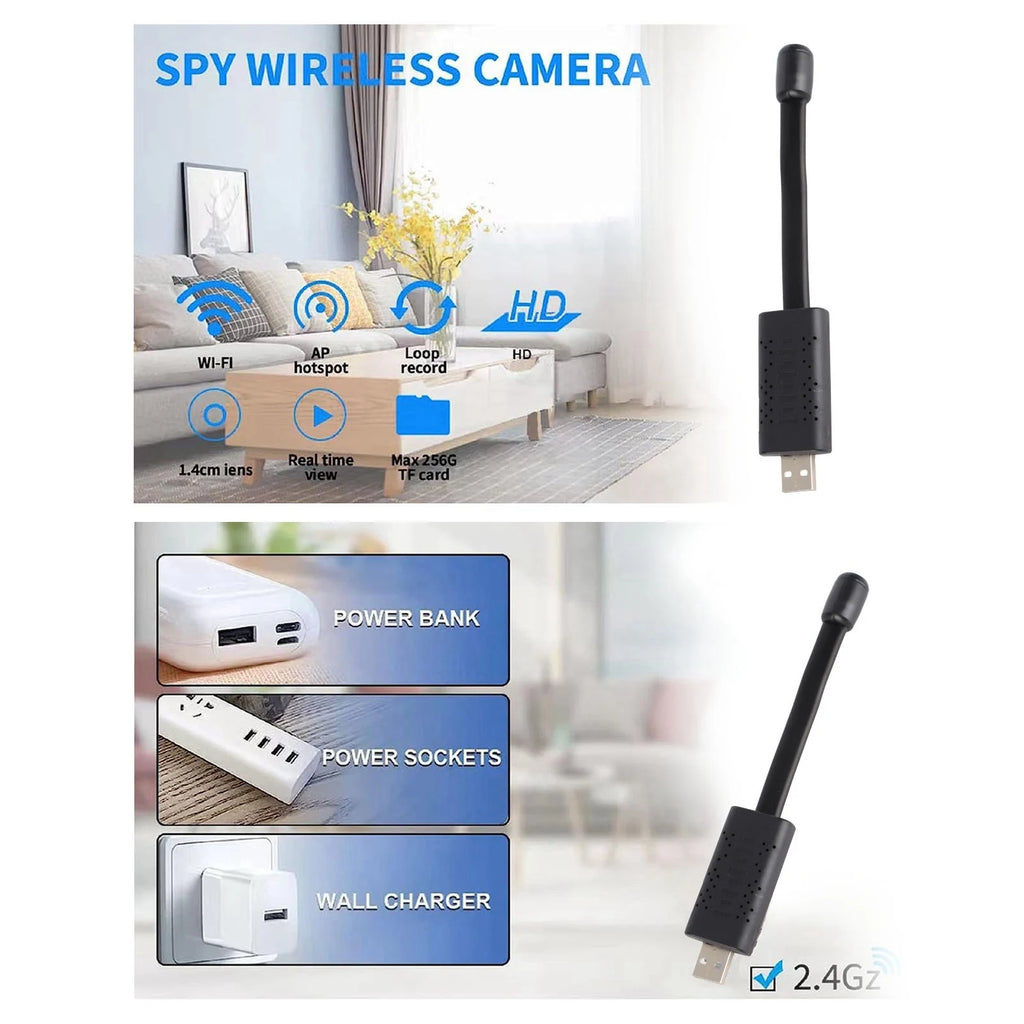 1080P HD WiFi Wireless Camera USB Plug Camera Motion Detection Remote Viewing Security Camera for Home Car Outdoor Zpaxo