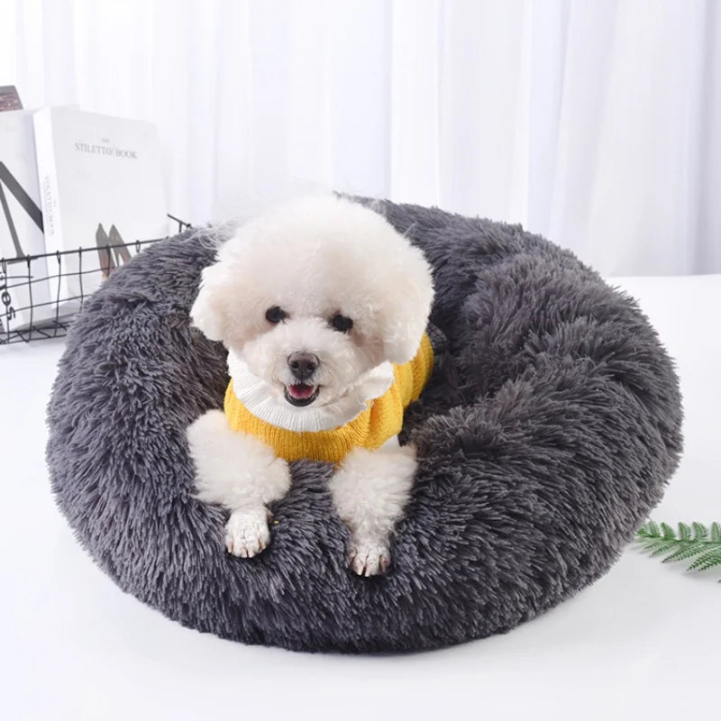 Comfortable Striped Plush Pet Dog Bed Suitable Small Medium-sized