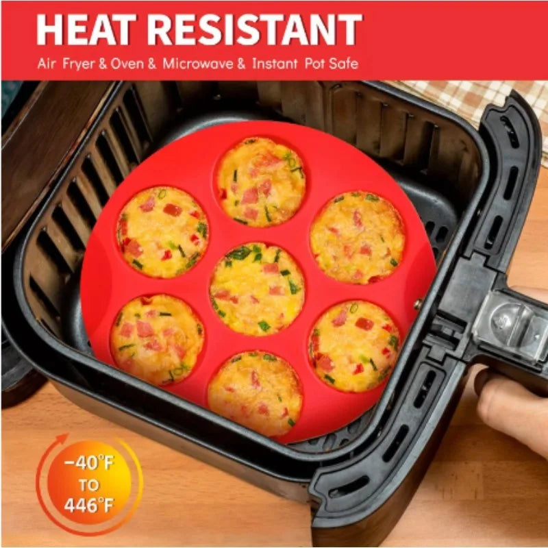 2026 New Silicone Egg Bite Molds for Air Fryer - 7-Cavity Non-Stick Muffin Pan for Cupcakes/Quiches/Tarts - Dishwasher Safe Pans Zpaxo