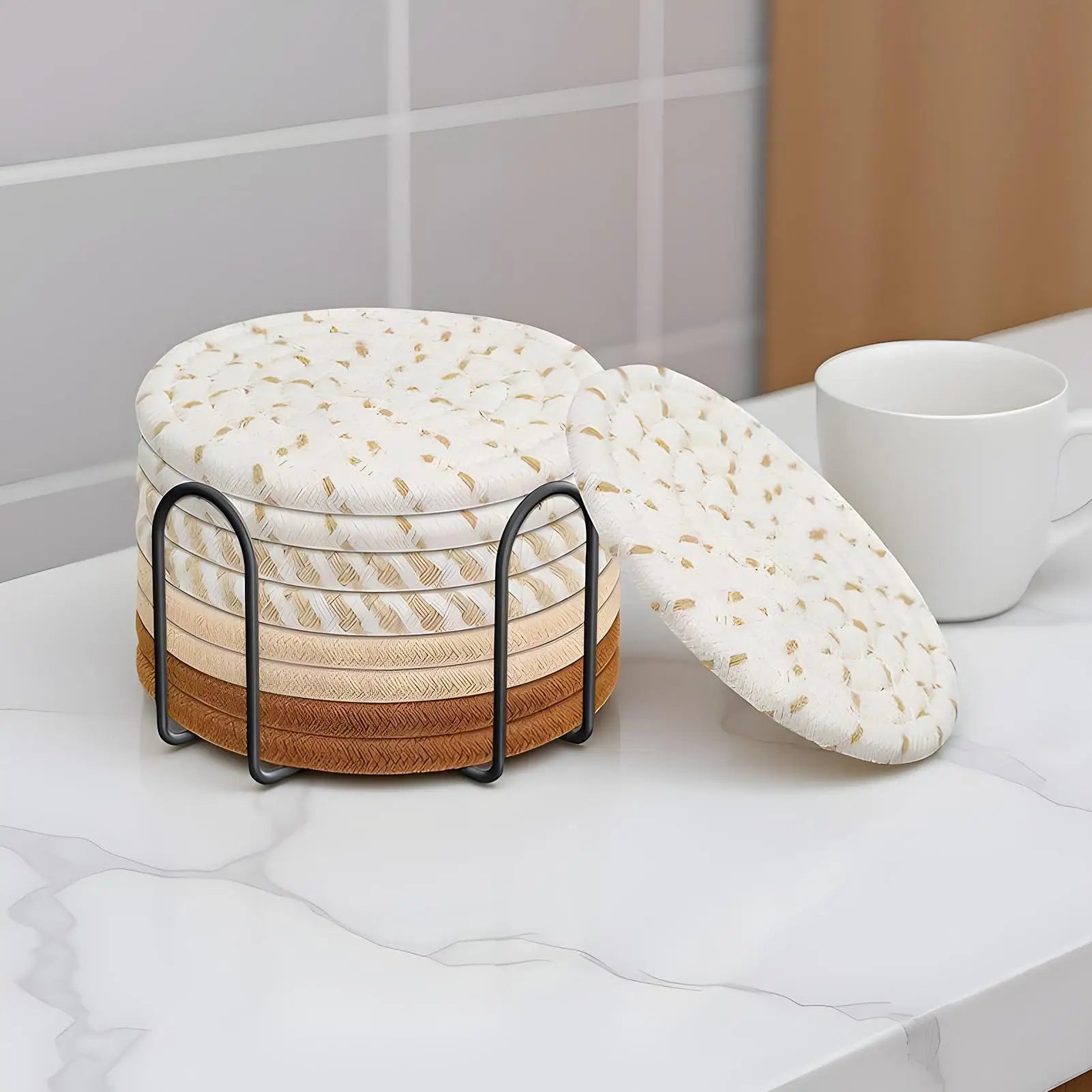 Coasters Drinks 8 Absorbent Cup Mat Holder Heat-resistant Cotton Rope