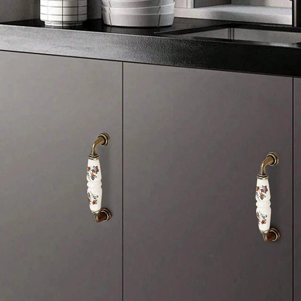 Vintage Ceramic Cabinet Handle Rural Drawer Handles Drawer Cabinet Pulls Zinc Alloy Kitchen Pull Knobs Zpaxo