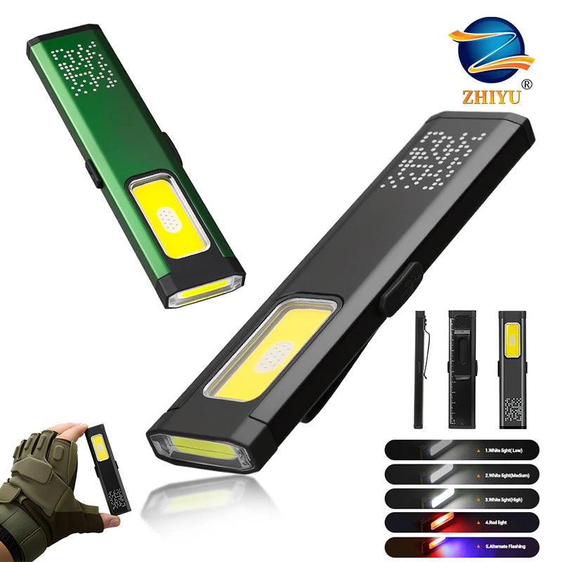 ZHIYU 800LM Rechargeable Pocket Flashlight – 6 Modes, COB+XPE