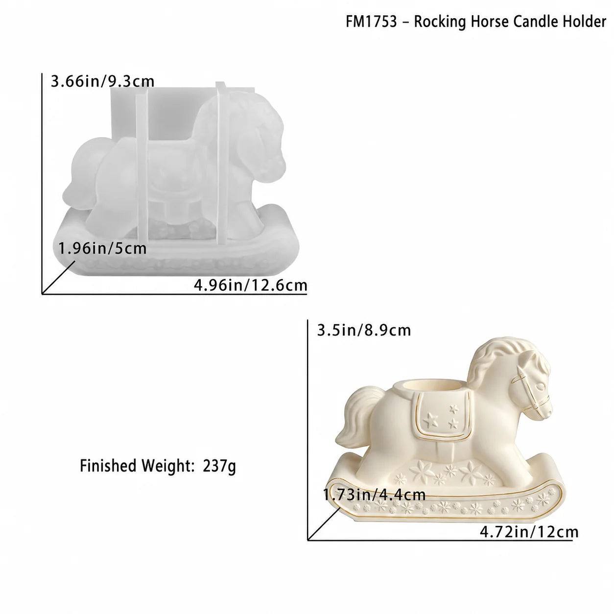 3D Rocking Horse Silicone Mold – DIY Candle & Gypsum Craft