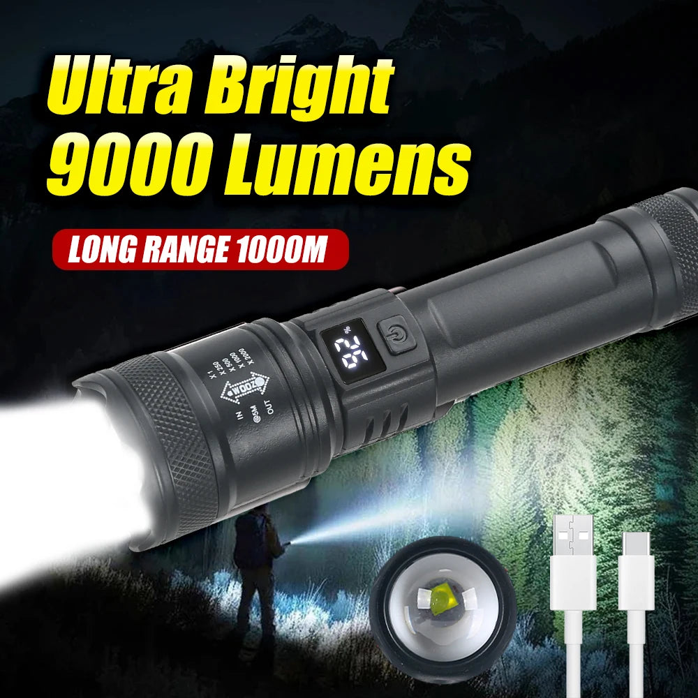 KDULIT Tactical Zoom LED Flashlight – USB Rechargeable Torch