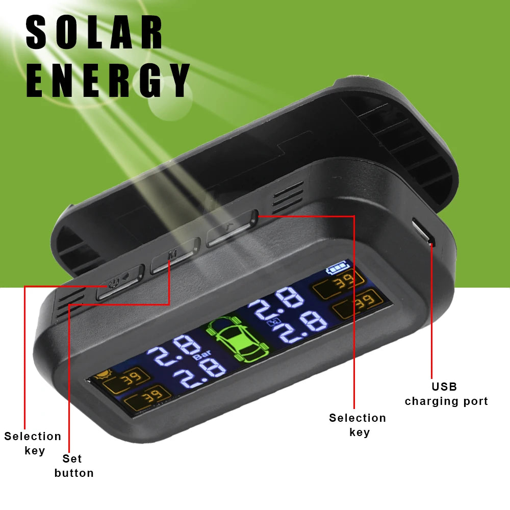 Tire Pressure Monitoring System Car Tyre Monitor Alarm 4 External