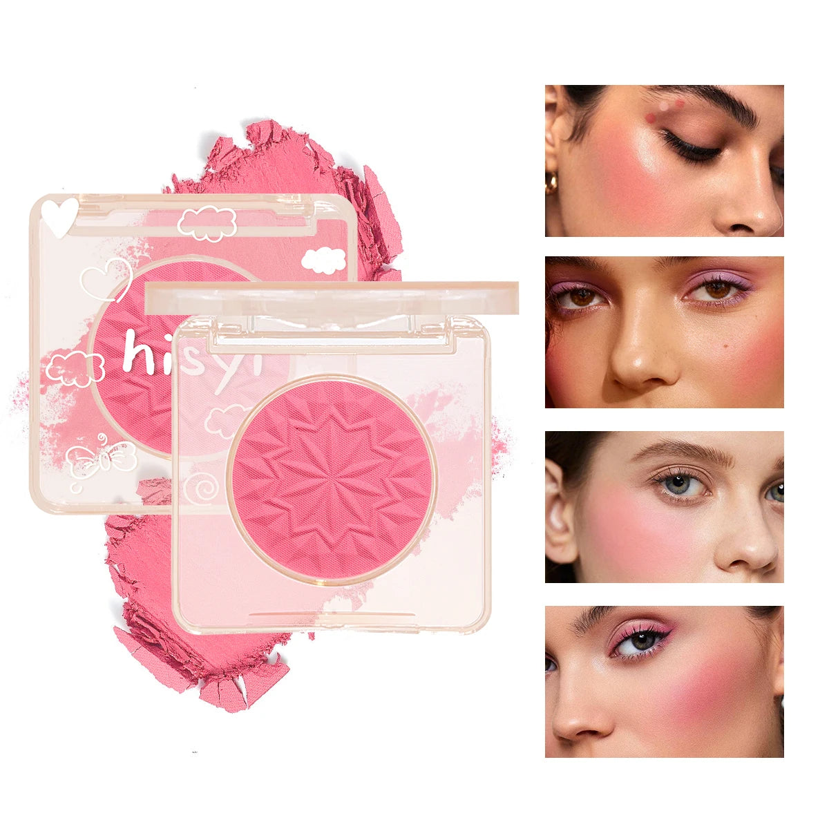 HISYI Single Blush Waterproof Whitening Matte Fine Flash Natural Nude Zpaxo