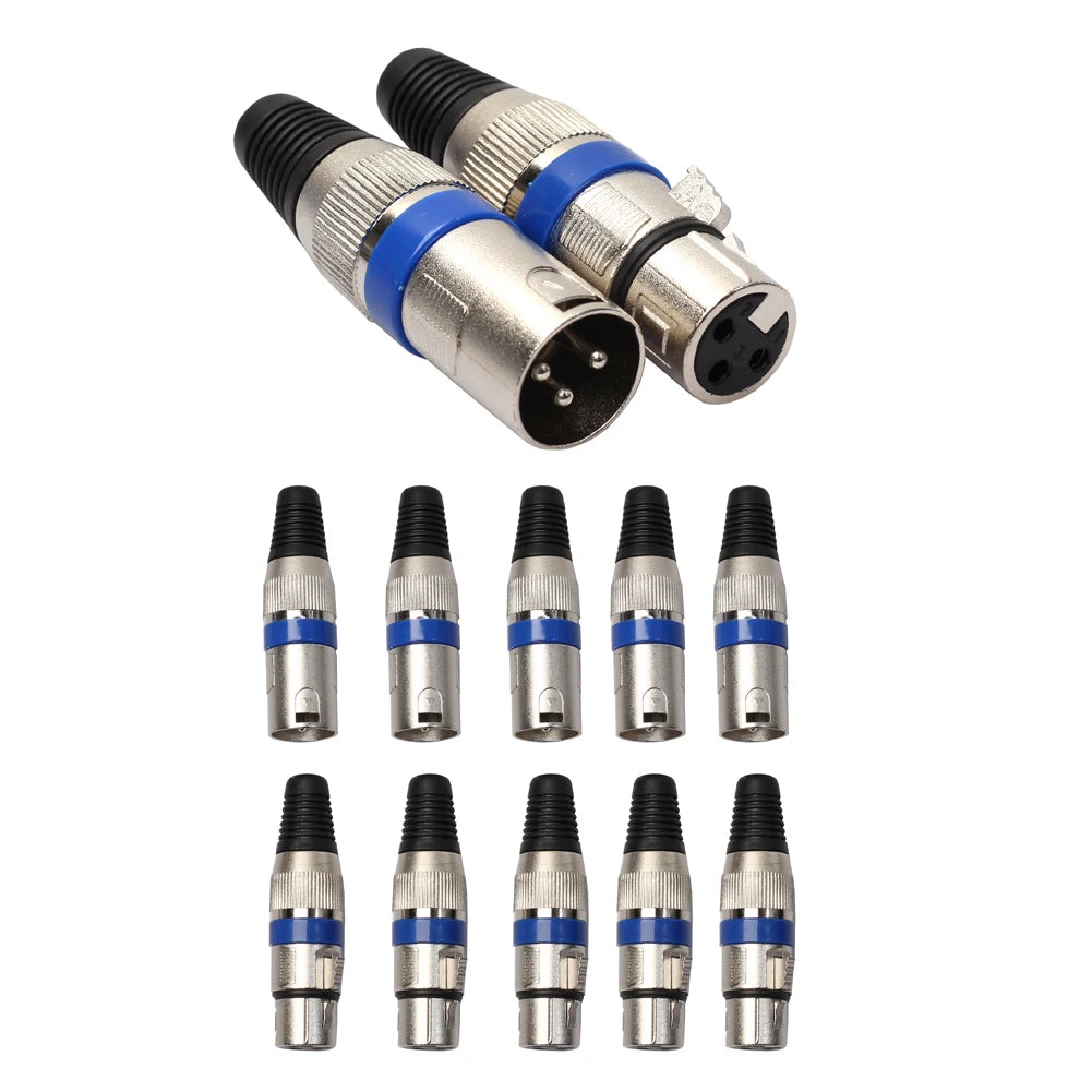 XLR 3 Pin MIC Jack Plug Audio Microphone Cable Wire Connector Female