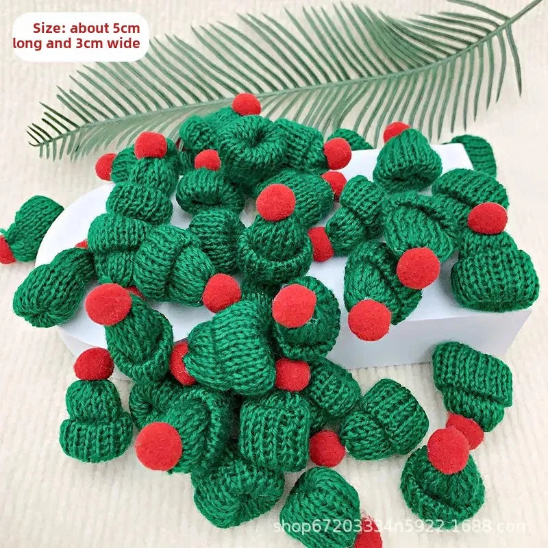 2025 Christmas Mini Knitted Doll Scarf Hat Polyester Hair Ball Zpaxo B-10Pcs 10Bags