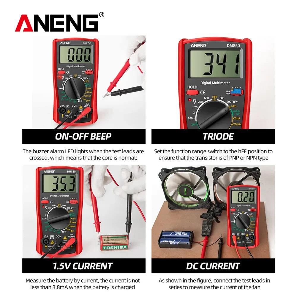 ANENG DM850 Digital Tester Ohm Automatic Counts Auto Current Ammeter