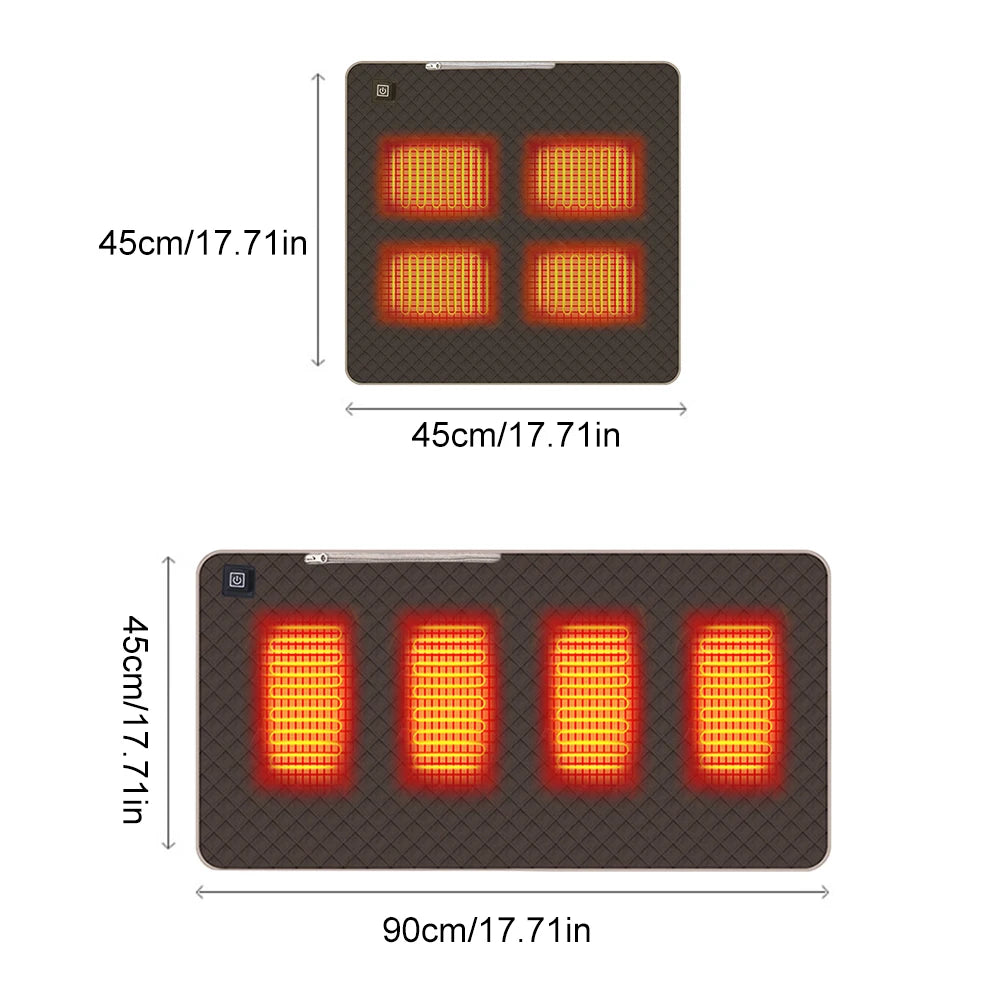 4 Heated Areas Camping Chair Heated Mat Outdoor USB Electric Blanket 3 Adjustable Temperature Heater Cushion for Winter Travel Zpaxo