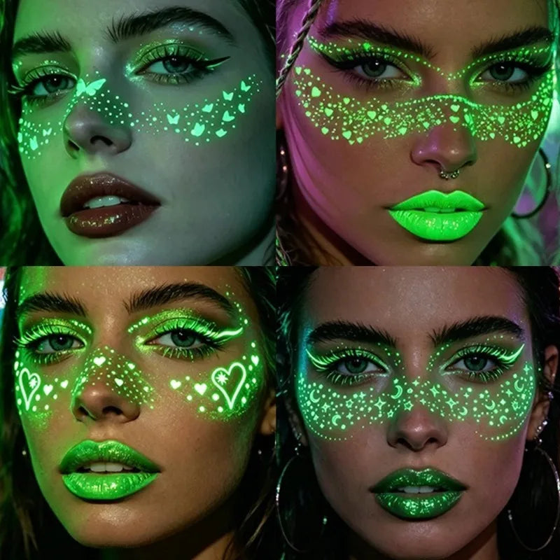 4 Sheets Luminous Freckle Tattoo Stickers Long Lasting Sparkle Star