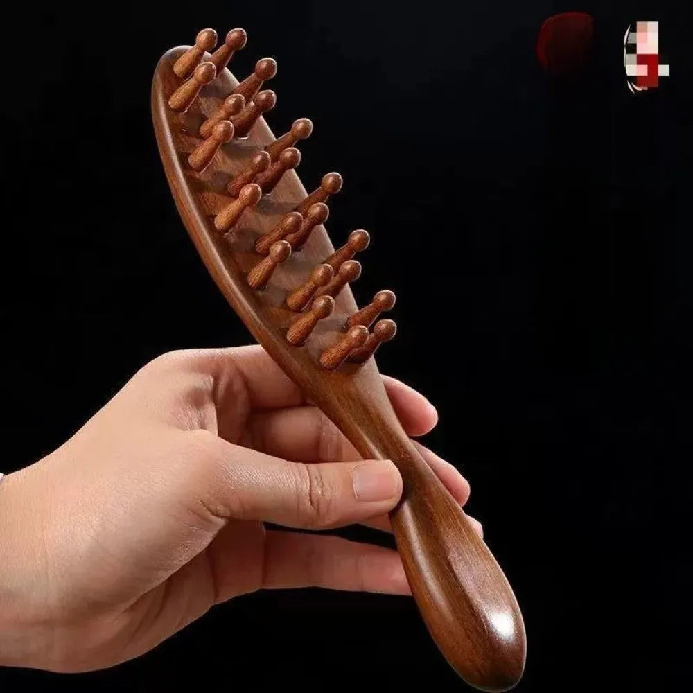 Wooden Loc Comb Comfortable Massage Wide Teeth Body Meridian Zpaxo