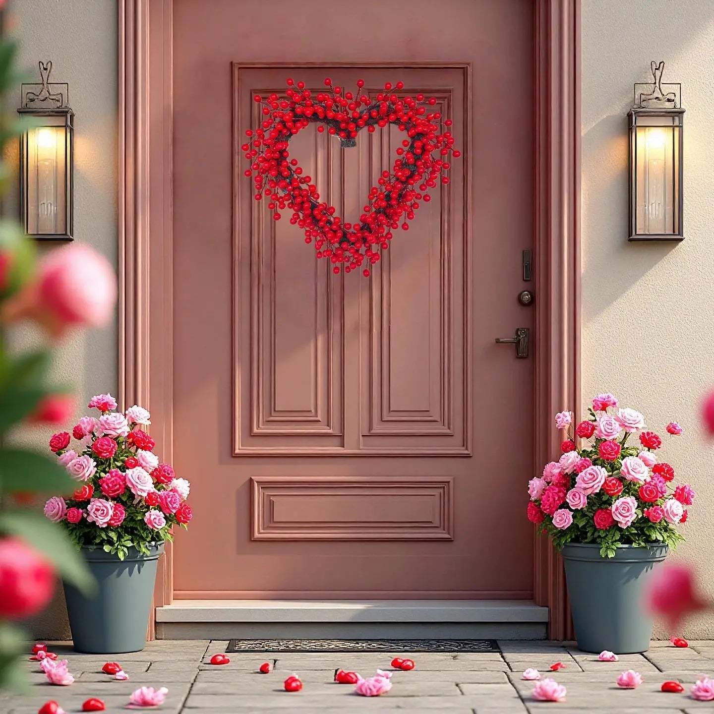 16 Heart Wreath Red Berries Valentine's Decor Door Wall Wedding Party Zpaxo