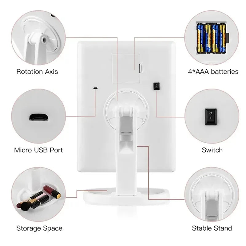 LED Vanity Makeup Mirror Touch Control Adjustable Lighting 1X 2X 3X