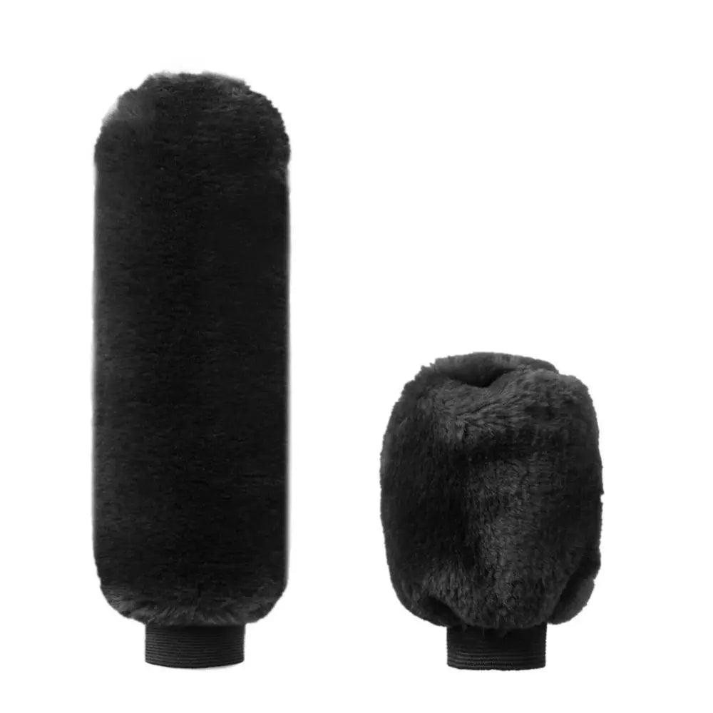 1 Pair Soft Plush Handbrake Cover Warm Thickening Car Solid Grip Zpaxo black