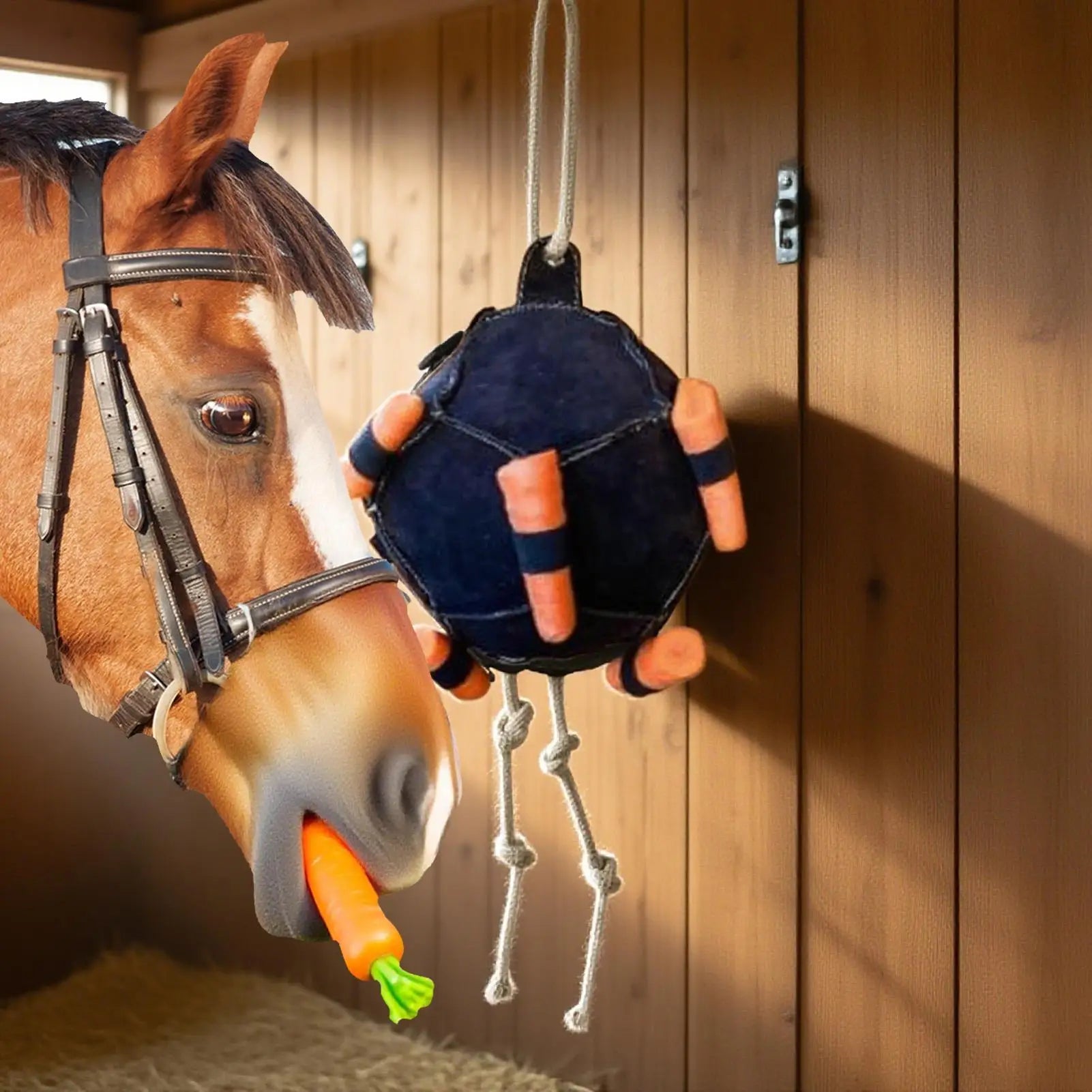 Horse Supports Ball Carrot Slow Feeder Toy Equine Enrichment Boredom