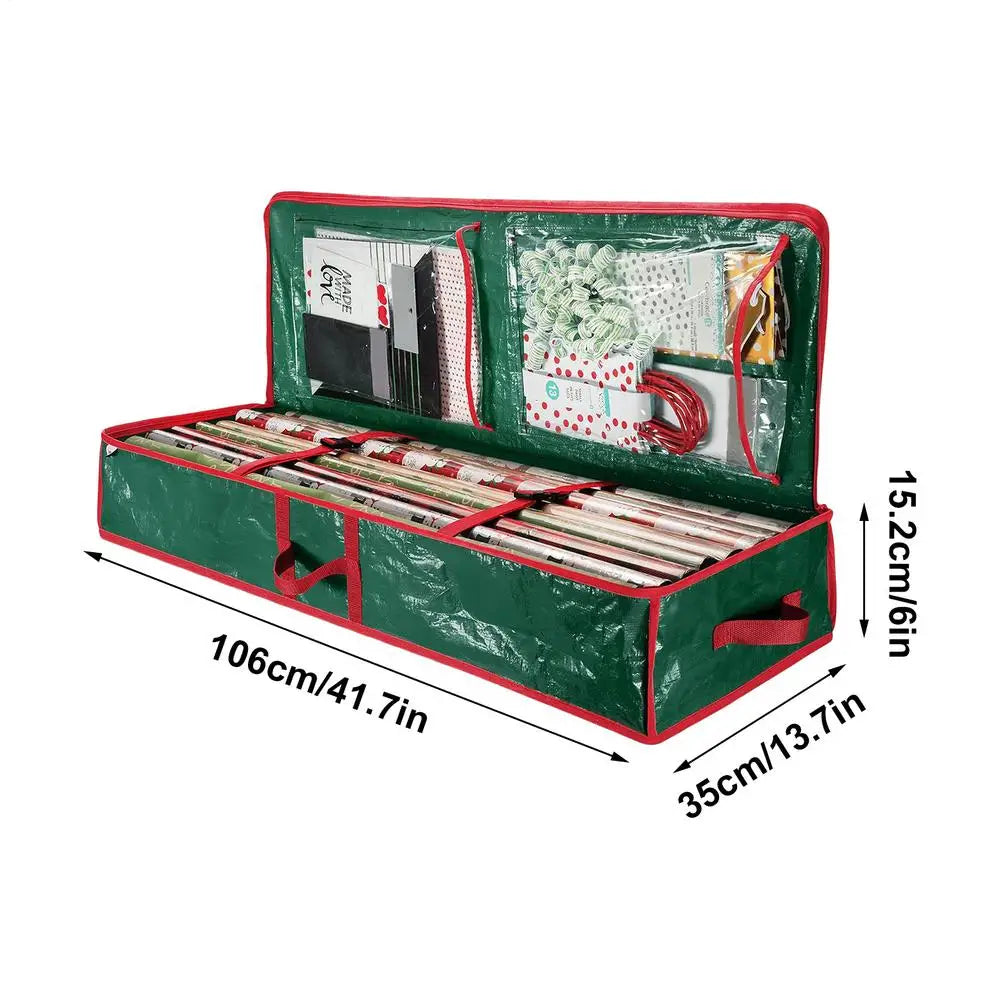 Christmas Wrapping Paper Storage Bag Oxford Fabric Festive Organizer