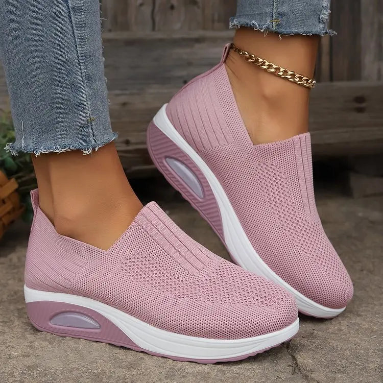 Women's Casual Slip on Sneakers Breathable Woven Mesh Upper Jogging Shoes for Women Walking Biking Driving Zapatillas De Mujer Zpaxo Pink 37