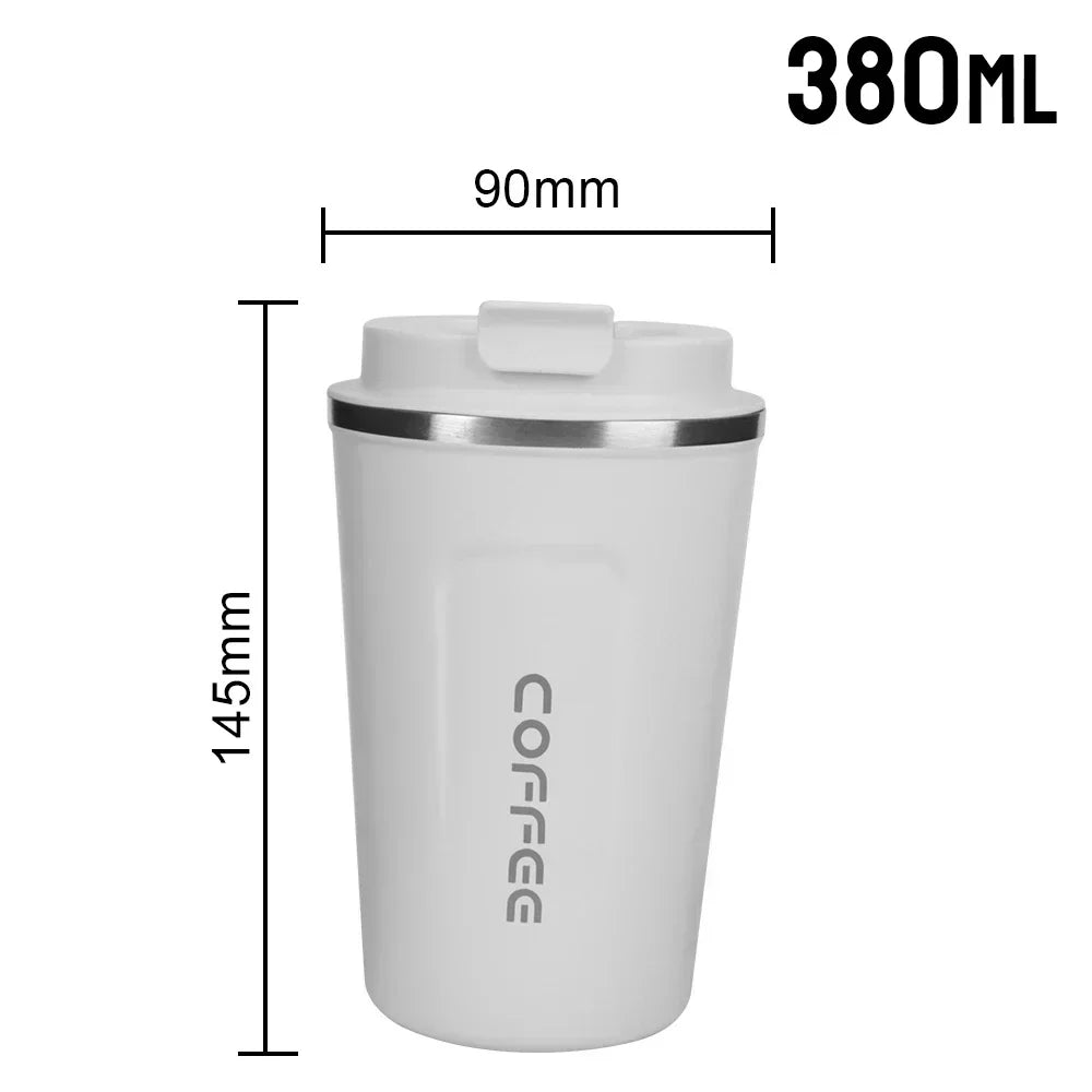 Leak-Proof Travel Thermos Mug 380/510ml – Double Wall Steel Travel Thermos Mug Zpaxo 380ML White as picture show