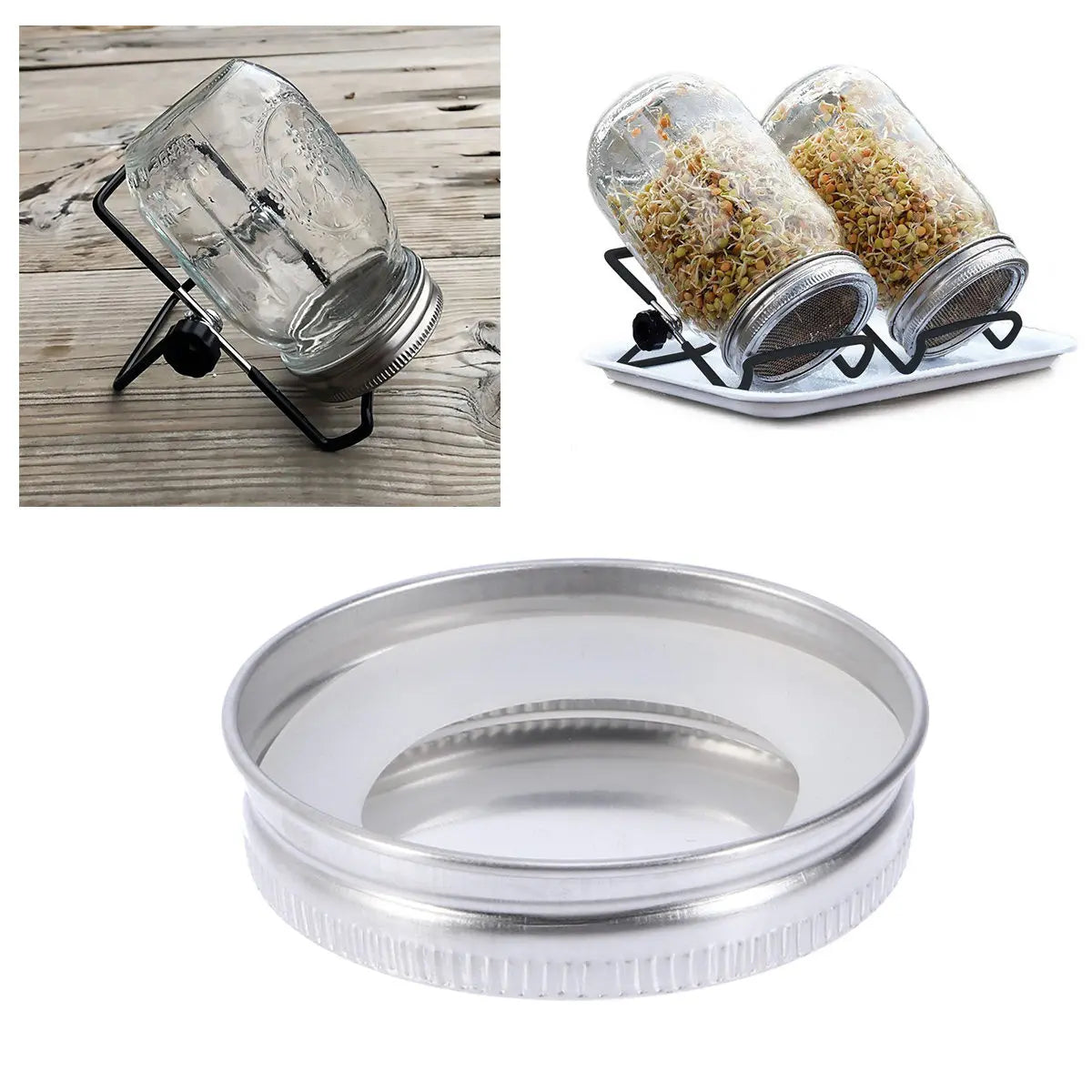 Stainless Steel Mason Jar Lids Leakproof Airtight Silicone Seal Whorl