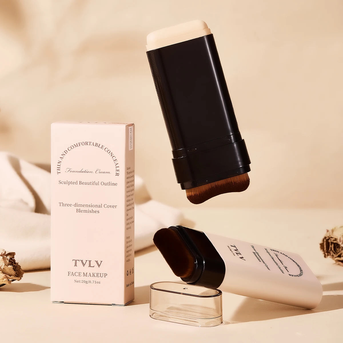 Brush-Tip Concealer Foundation Cream - Enhance Makeup Long Lasting Pigmented, Natural Soft Daily Look Zpaxo