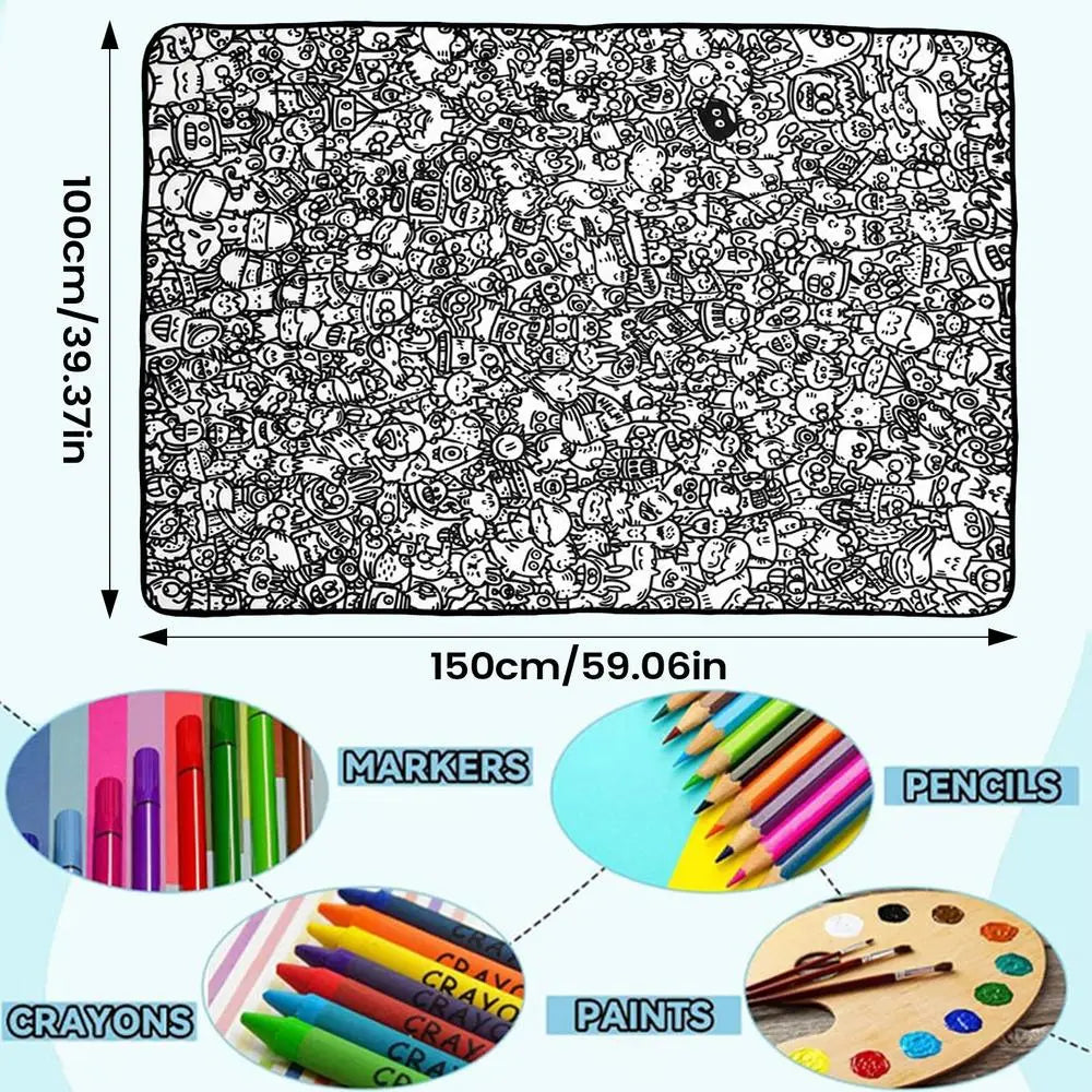 Coloring Blanket DIY Washable Sofa Throws Art Craft Kids Families Zpaxo A