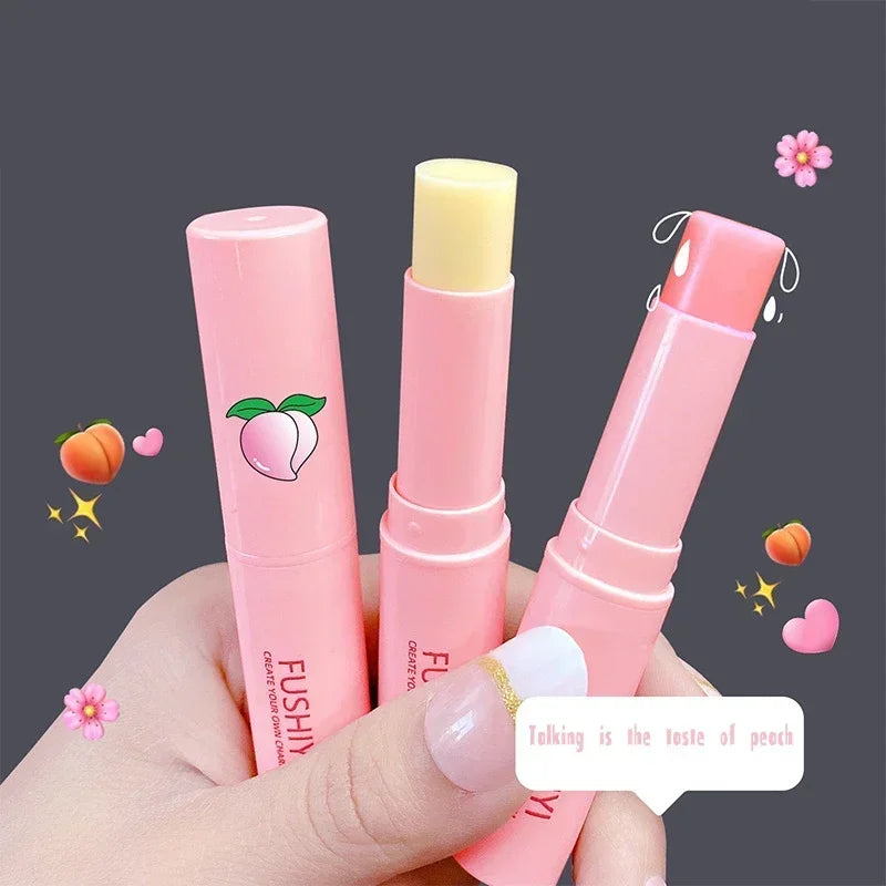 Colorless Vitality Color Lip Balm Change Lipstick Peach Girl Moisturizing Long Lasting Lip Gloss Makeup Care Repair Lip Mask Zpaxo